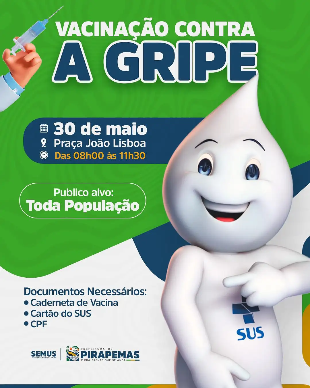 💉 VACINAÇÃO CONTRA A GRIPE!